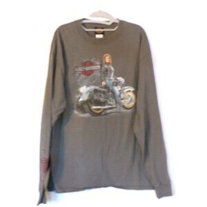 Harley Davidson XL Long Sleeve T Shirt Desert Wind Mesa Arizona Gray Biker Chick